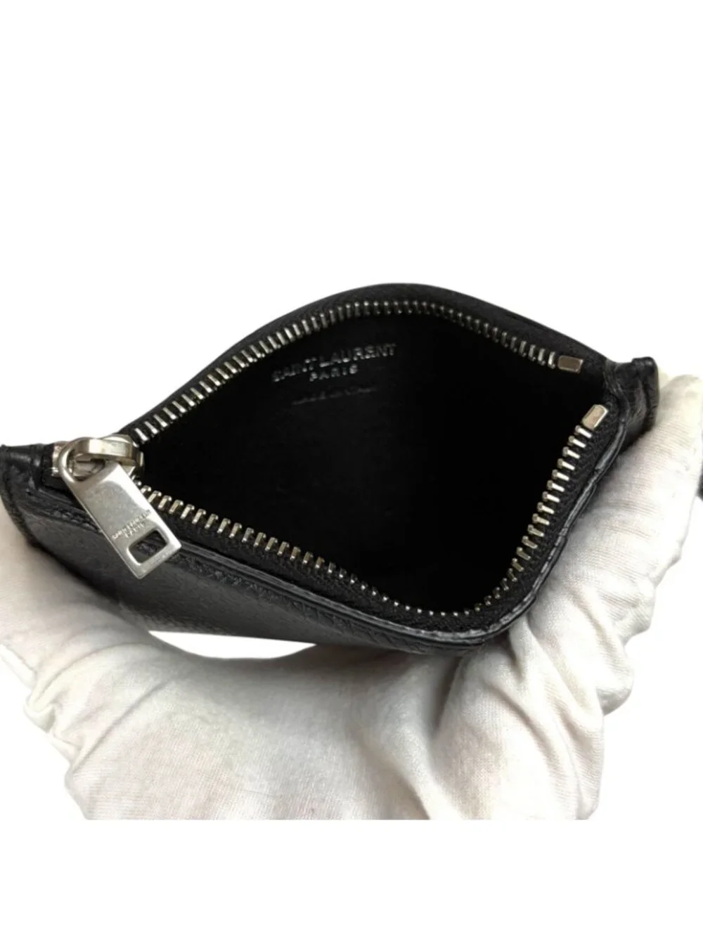 Saint Laurent Paris Zip Card Case with Neck Strap Fragment Black